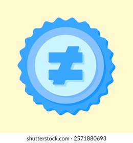 A clean and modern blue badge vector icon showcasing a mathematical symbol, ideal for education, math resources, or creative visual projects