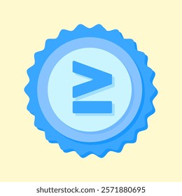 A clean and modern blue badge vector icon showcasing a mathematical symbol, ideal for education, math resources, or creative visual projects