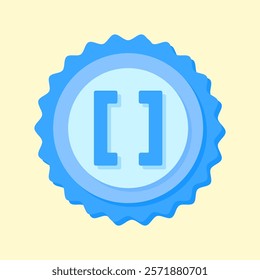 A clean and modern blue badge vector icon showcasing a mathematical symbol, ideal for education, math resources, or creative visual projects