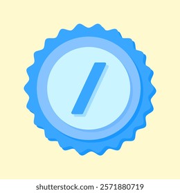 A clean and modern blue badge vector icon showcasing a mathematical symbol, ideal for education, math resources, or creative visual projects