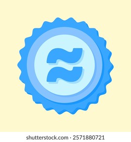 A clean and modern blue badge vector icon showcasing a mathematical symbol, ideal for education, math resources, or creative visual projects