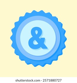 A clean and modern blue badge vector icon showcasing a mathematical symbol, ideal for education, math resources, or creative visual projects