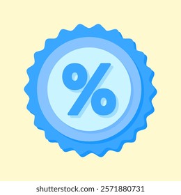 A clean and modern blue badge vector icon showcasing a mathematical symbol, ideal for education, math resources, or creative visual projects