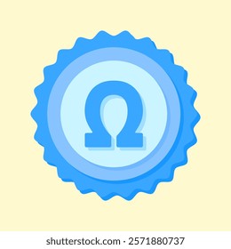 A clean and modern blue badge vector icon showcasing a mathematical symbol, ideal for education, math resources, or creative visual projects