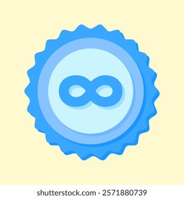 A clean and modern blue badge vector icon showcasing a mathematical symbol, ideal for education, math resources, or creative visual projects