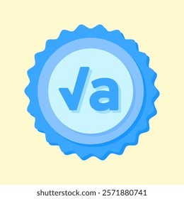 A clean and modern blue badge vector icon showcasing a mathematical symbol, ideal for education, math resources, or creative visual projects