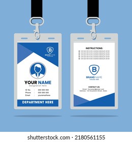 Clean and Modern Blue Employee ID Card Badge Vector Template