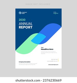 Clean and modern blue-themed annual report cover page design template tailored for business booklets. Perfect for presenting your company's information with a touch of professionalism.