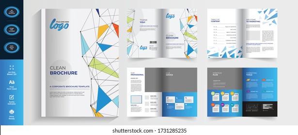 Clean Modern Brochure Magazine Template With Abstract Booklet Vector 