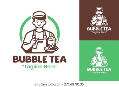 A clean modern bubble tea logo suitable for beverage shops, kiosks, and fresh drink brands focusing on youthful identity.