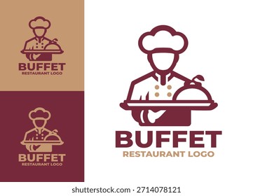 Un moderno y limpio logotipo de restaurante buffet diseñado para restaurantes informales y restaurantes familiares.