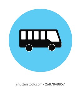 Clean, modern bus icon on a vibrant blue background is perfect for apps, websites, or graphics needing a simple, easily recognizable transport symbol.