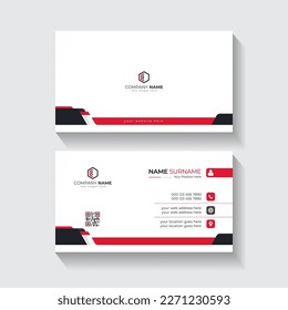 Clean and modern business card template with red details
