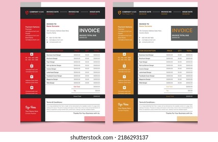 Clean modern business invoice design template. Simple minimal creative corporate cash memo bill form price invoice design. Abstract professional payment receipt bill voucher office quotation template.
