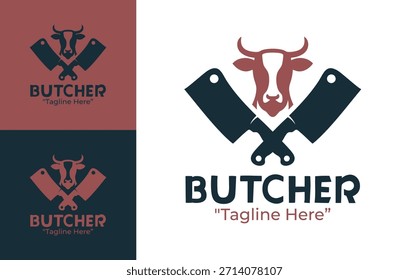 Un logotipo de carnicero moderno y limpio diseñado para asadores, restaurantes a la parrilla y restaurantes de primera calidad.