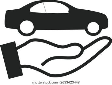 Clean and modern car shipping icon in outline style, representing auto transport, vehicle delivery, car logistics, and freight shipping services.