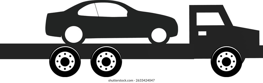 Clean and modern car shipping icon in outline style, representing auto transport, vehicle delivery, car logistics, and freight shipping services.