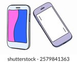 A clean and modern cartoon-style smartphone with a minimalist design and sleek screen. Suitable for tech, gadgets, or digital-related sticker packs.