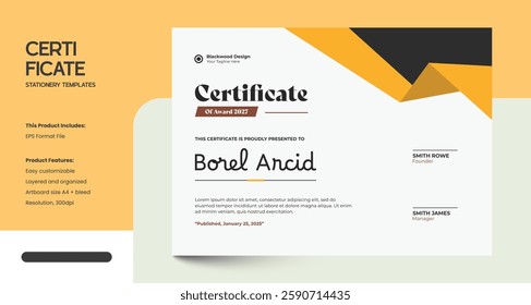 Clean Modern Certificate Design Template