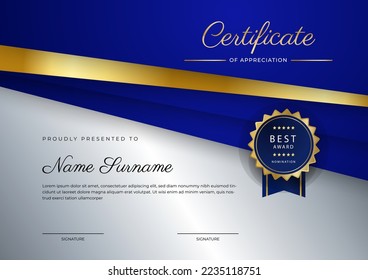 Diseño de plantillas de certificados limpias y modernas con elementos abstractos de decoración de vectores