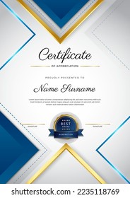 Clean and modern certificate template design with abstract vector decoration elements