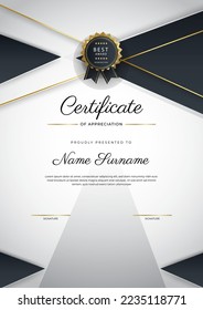 Diseño de plantillas de certificados limpias y modernas con elementos abstractos de decoración de vectores