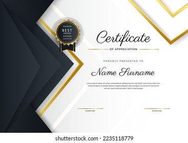 Clean and modern certificate template design with abstract vector decoration elements