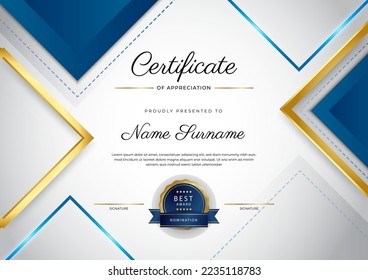 Diseño de plantillas de certificados limpias y modernas con elementos abstractos de decoración de vectores