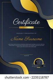 Clean and modern certificate template design with abstract vector decoration elements