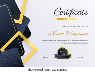 Clean and modern certificate template design with abstract vector decoration elements