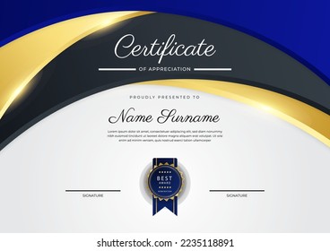 Clean and modern certificate template design with abstract vector decoration elements