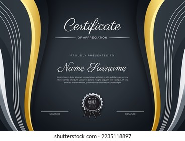 Diseño de plantillas de certificados limpias y modernas con elementos abstractos de decoración de vectores