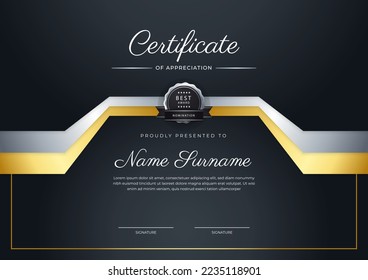 Diseño de plantillas de certificados limpias y modernas con elementos abstractos de decoración de vectores