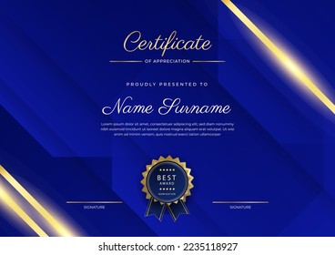 Clean and modern certificate template design with abstract vector decoration elements