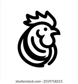 Logotipo de cabeza de pollo limpia y moderna en arte de línea negra. Perfecto para marcas, empaques o negocios relacionados con la granja. Formato de Vector escalable para un uso versátil en cualquier proyecto de diseño.