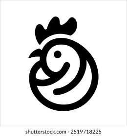 Clean and modern chicken head logo in black line art. Perfect for branding, packaging, or farm-related businesses. Scalable vector format for versatile use in any design project.