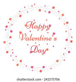 Clean modern circle flower Happy Valentine's day greetings card vector background