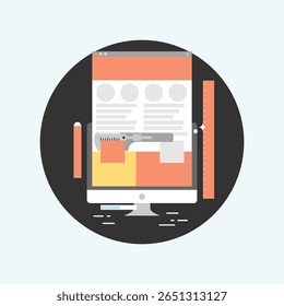 Uma coleção limpa e moderna de ícones planos minimalistas que representam vários aspectos do design e da tecnologia do computador, perfeito para interfaces digitais e branding.