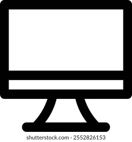 Clean and modern computer monitor icon representing digital technology and screen-based devices. Perfect for illustrating tech setups, digital media, and professional work environments.