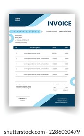 clean and modern corporate business billing invoice design template