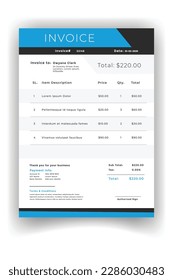 clean and modern corporate business billing invoice design template