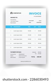 clean and modern corporate business billing invoice design template