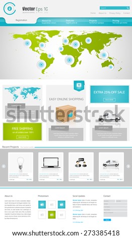 Clean Modern Corporate Website Template Design Vector Eps 10 Illustration