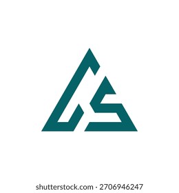 Limpo moderno CS triângulo monograma logotipo com linhas geométricas mínimas, ideal para marca e identidade profissional.