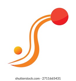 Um design limpo e moderno com uma trilha de bola dinâmica com uma transição suave de laranja vibrante para vermelho profundo, adequado para várias aplicações.
