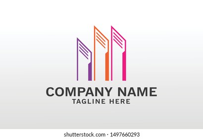 Clean and modern design of real estate and city building logo template