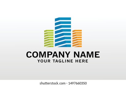Clean and modern design of real estate and city building logo template