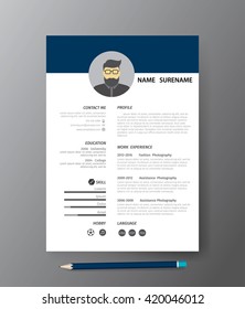 Clean modern design template of  resume or CV,vector illustration