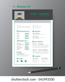 Clean modern design template of  resume or CV,vector illustration