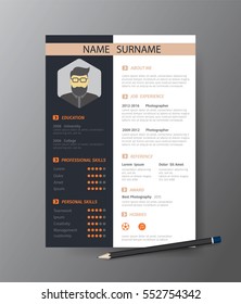 Clean modern design template of  resume or CV,vector illustration